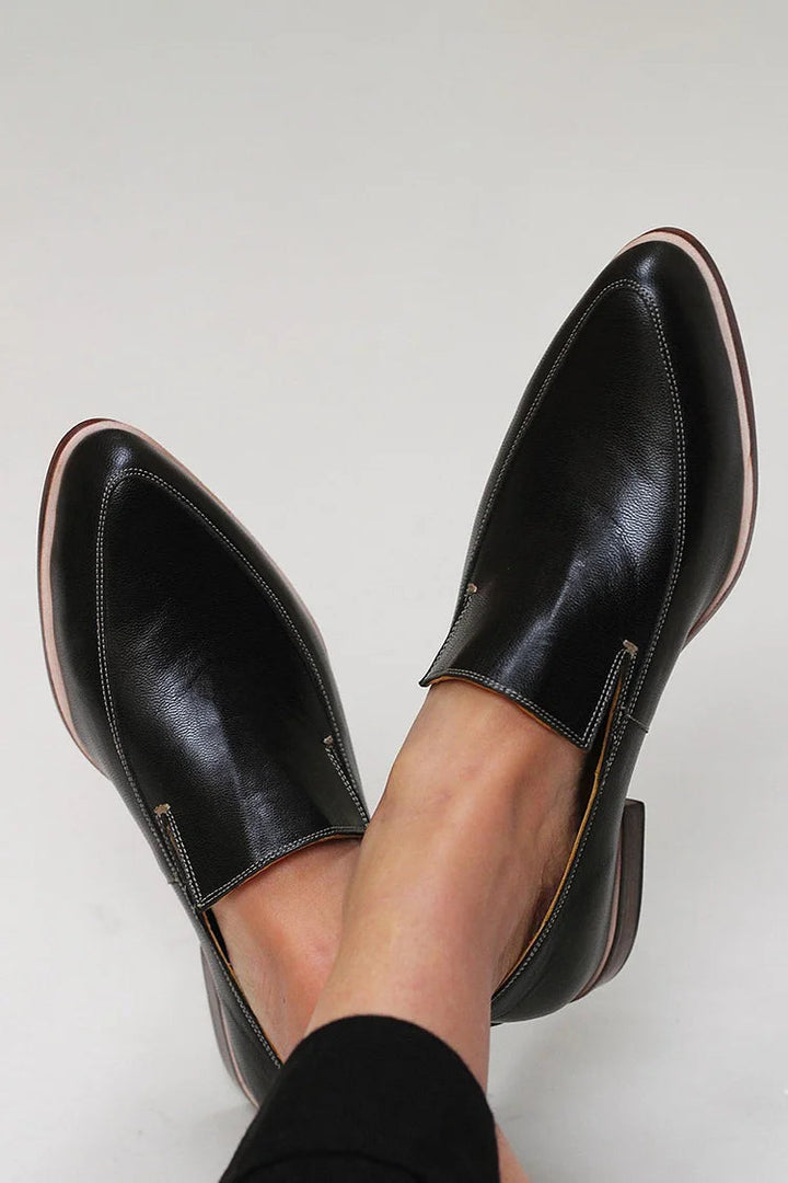Velmora | Schwarze Patchwork Mokassins