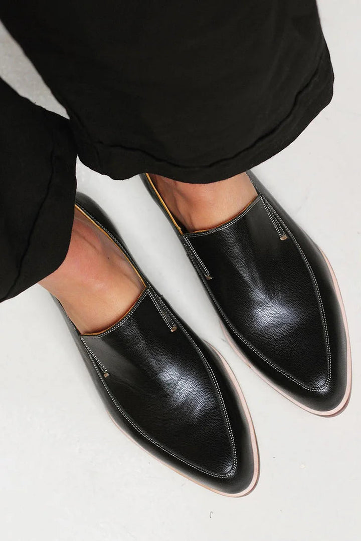 Velmora | Schwarze Patchwork Mokassins