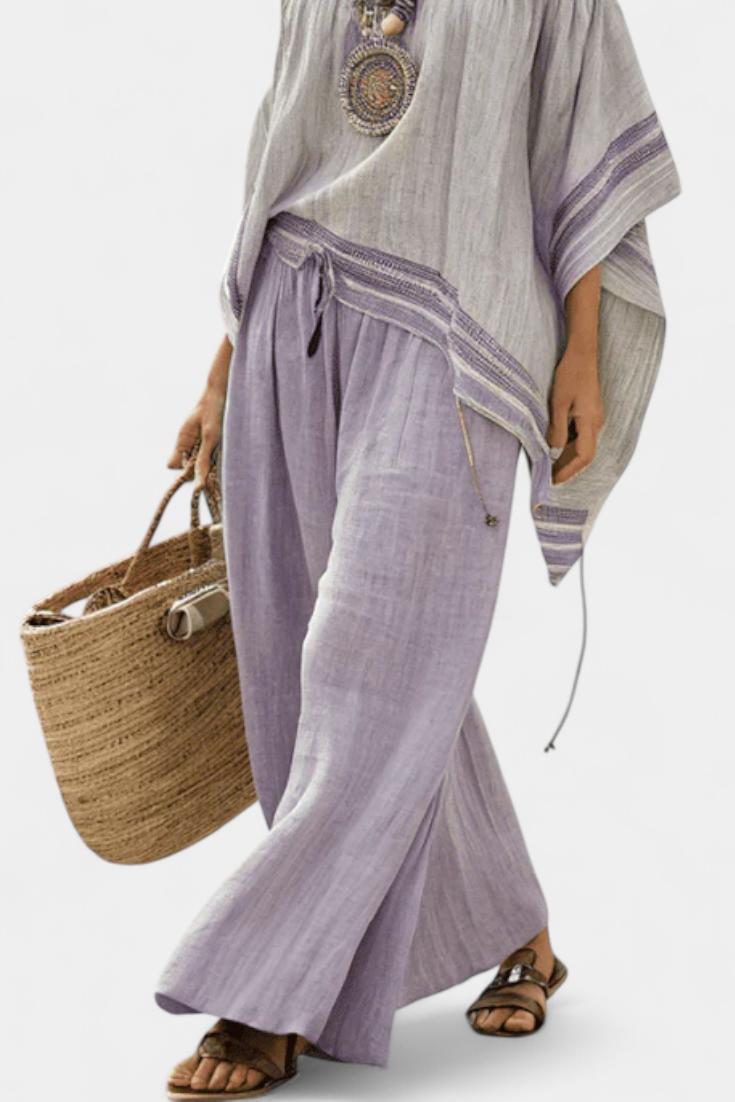Zandrel | Elegante off-shoulder linnen set