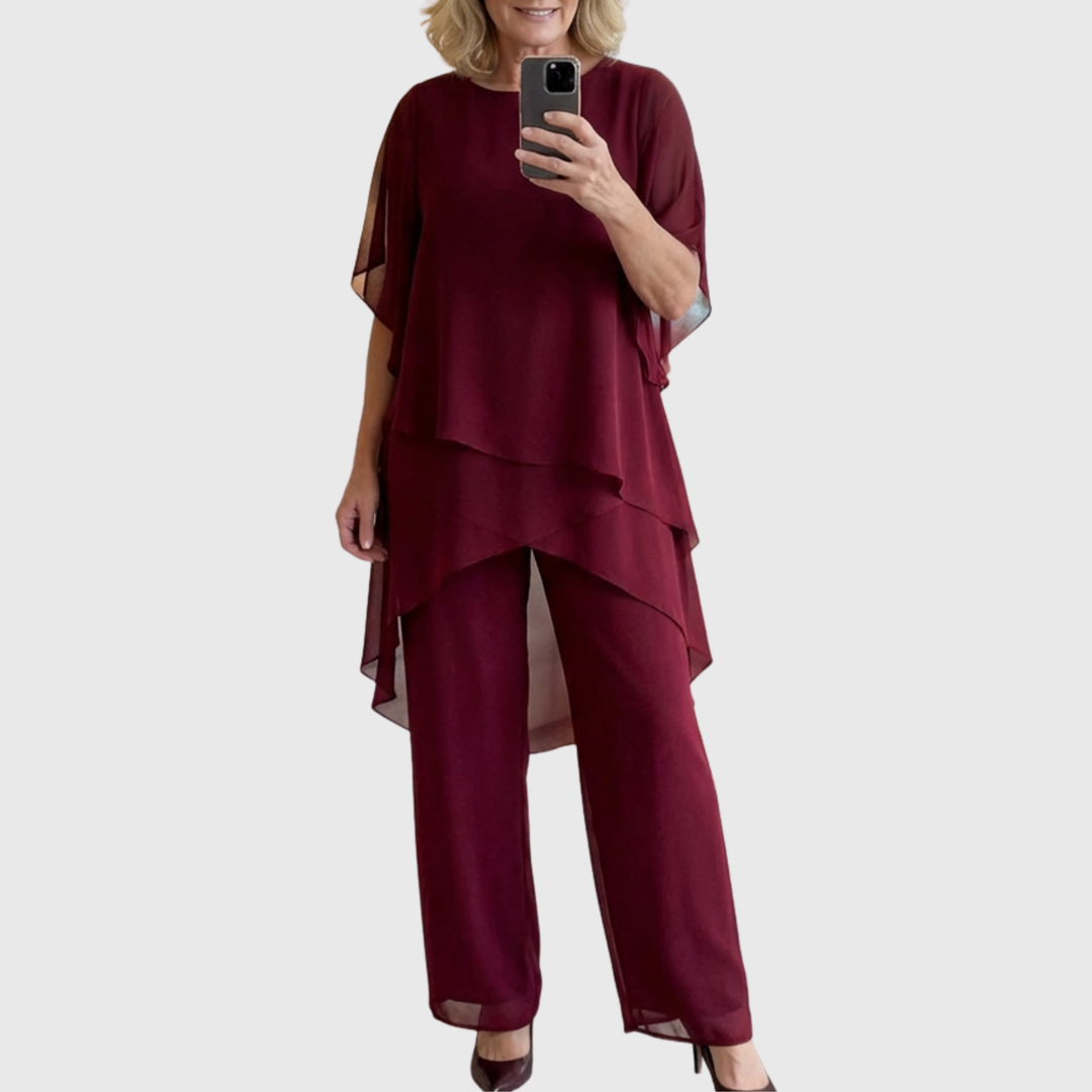 Susan | Anzug mit drapierten Palazzo-Hosen