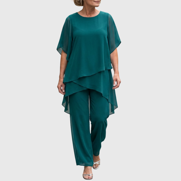 Susan | Anzug mit drapierten Palazzo-Hosen
