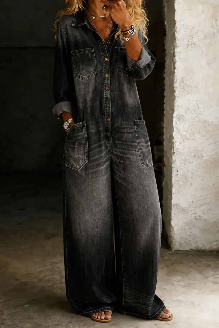Sophia | Denim-Jumpsuit mit Offenen Schultern