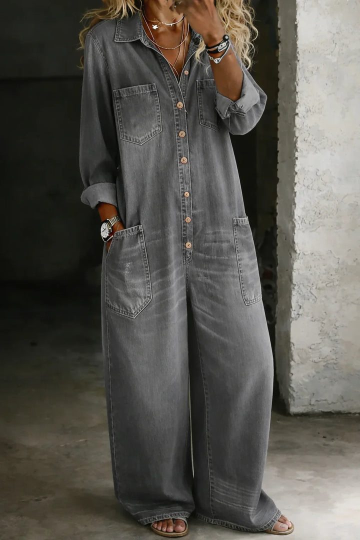 Sophia | Denim-Jumpsuit mit Offenen Schultern