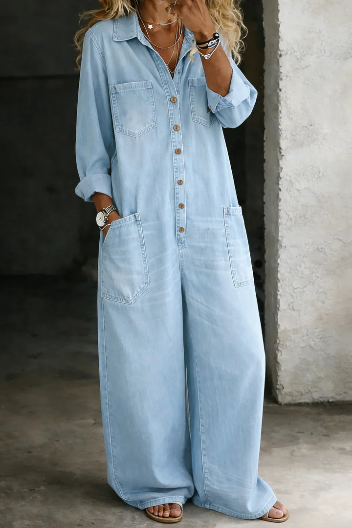 Sophia | Denim-Jumpsuit mit Offenen Schultern