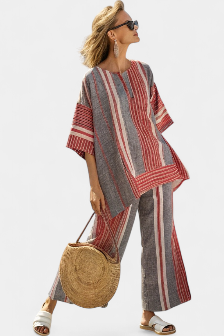 Bravine | Elegante koraal linnen set