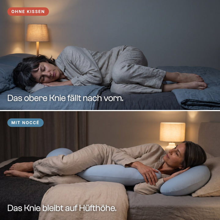 Seitenlage ohne Kissen und mit Noccé